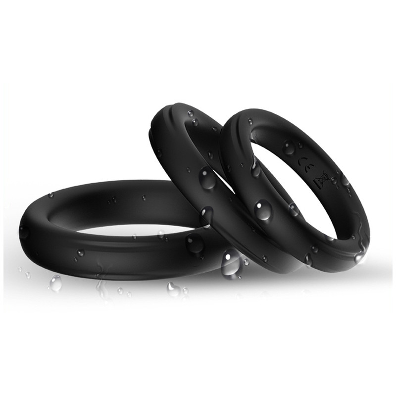 FUKR Lot de 3 cockring Silicone Set Ring Noirs